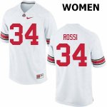 NCAA Ohio State Buckeyes Women's #34 Mitch Rossi White Nike Football College Jersey TJU6345KO